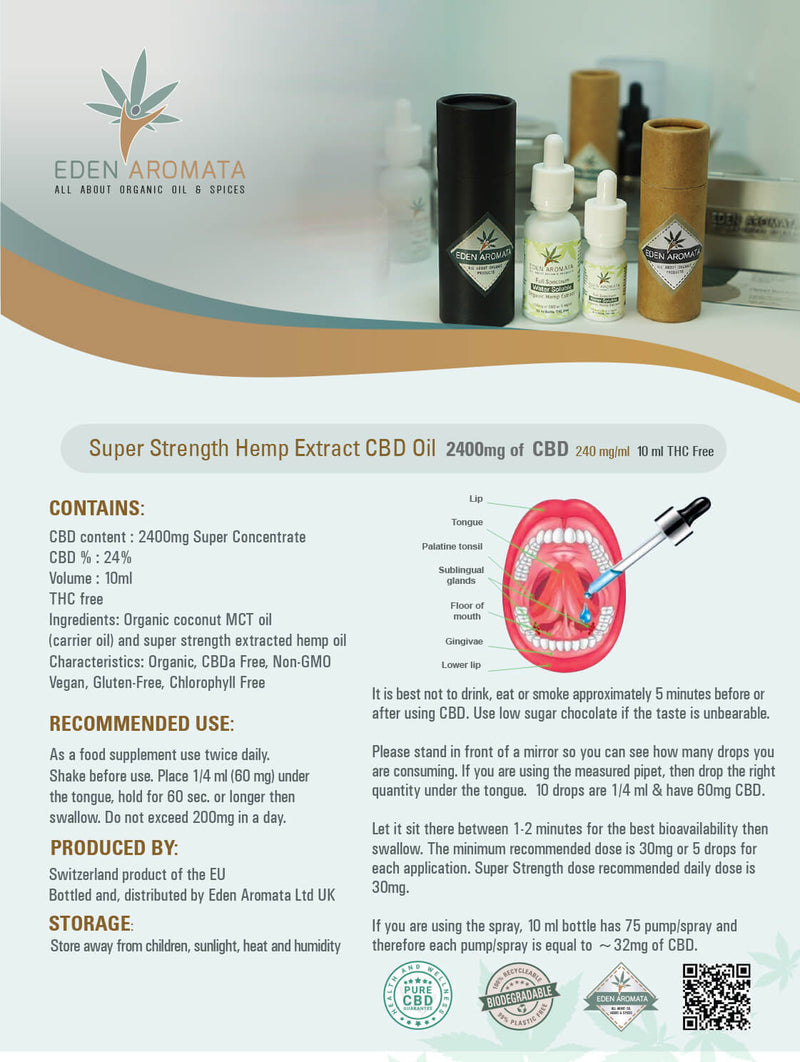 Super Strength 10ml Hemp Oil 24% 2400mg or 30% 3000mg CBD  from £60 After Discount