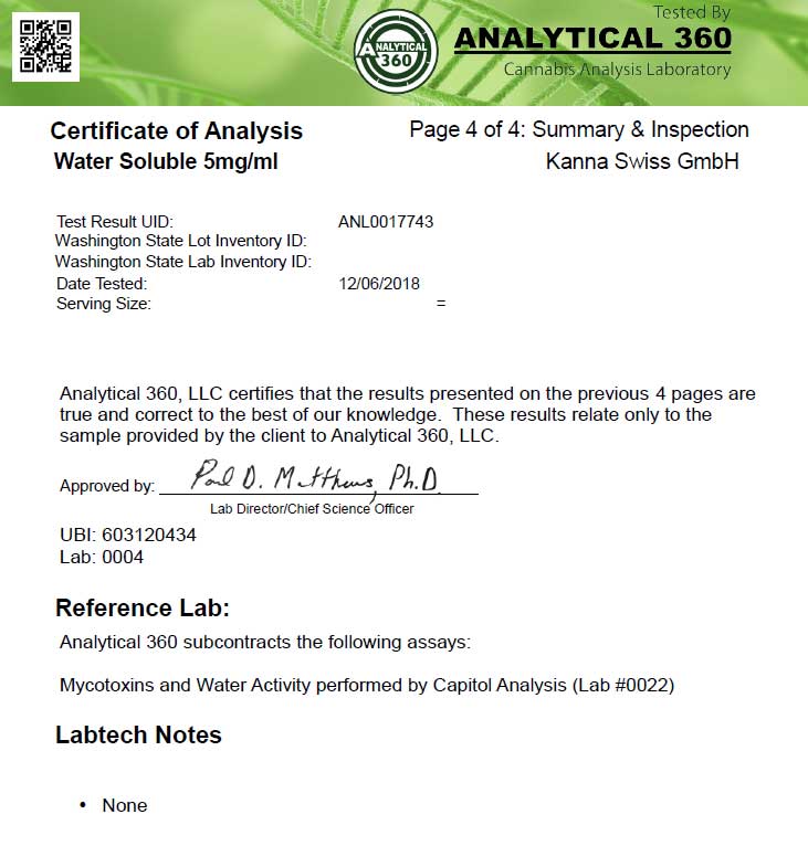 KannaSwiss "Water Soluble" Hemp Drops 30ml